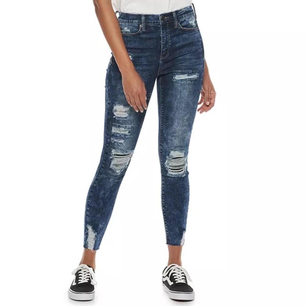 Distressed ankle jeggings
